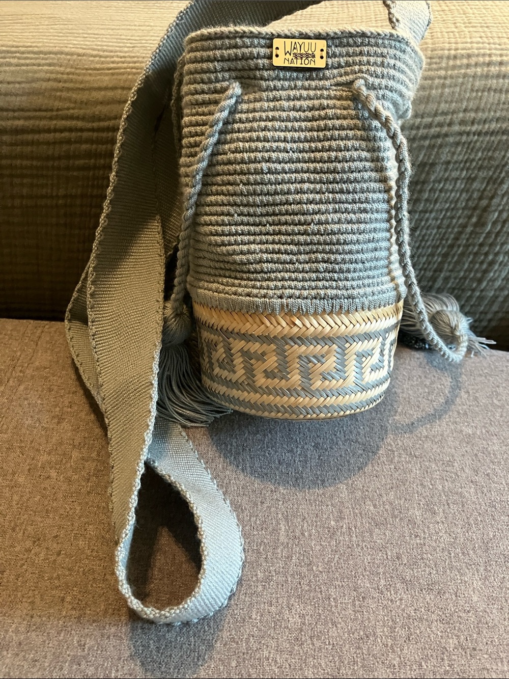 Authentic Colombian Mini Mochila Wayuu Nation Light Gray 🇨🇴